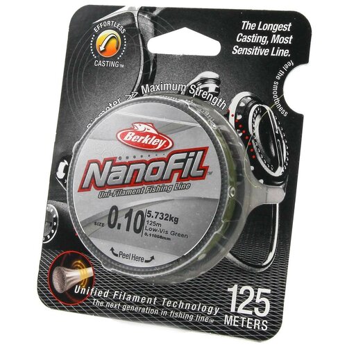 фото Плетеная леска berkley nanofil темно-зеленая 125 м. 0,10 lo-vis green