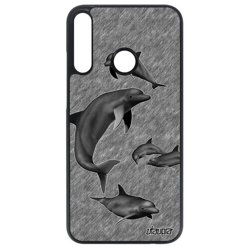 фото Модный чехол на смартфон // huawei p40 lite e // "дельфины" гринды океан, utaupia, серый