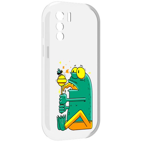 Чехол MyPads Зеленая лягушка с чупа чупсом для UleFone Note 13P задняя-панель-накладка-бампер