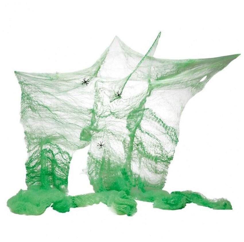 Декорация на хэллоуин: Искусственная зеленая паутина (60 гр.) (6495)