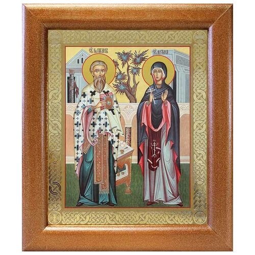 Священномученик Киприан и мученица Иустина, икона в широкой рамке 19*22,5 см