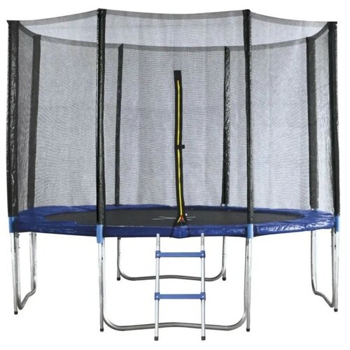 фото Батут каркасный ecos bt12-3 с сеткoй и лесенкой, черный/синий