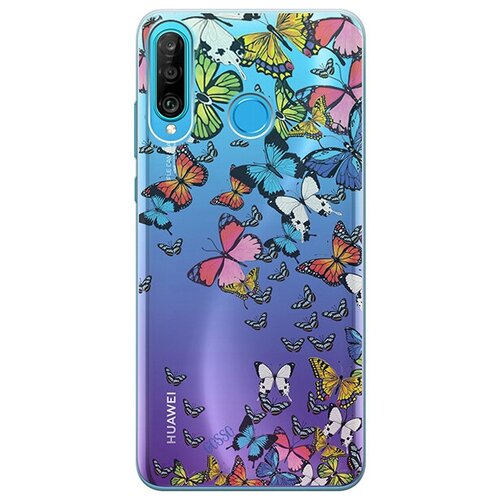 фото Ультратонкий силиконовый чехол-накладка для huawei p30 lite / honor 20s / honor 20 lite с 3d принтом "magic butterflies" gosso