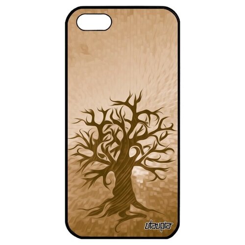 фото Качественный чехол на телефон // iphone 5 5s se (2016) // "дерево жизни" дизайн древо, utaupia, светло- коричневый