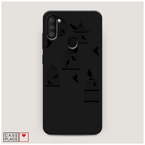 фото Чехол силиконовый матовый samsung galaxy m11 клетка с птицами графика case place