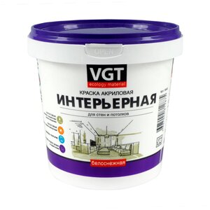 <b>Краска</b> акриловая VGT ВД-АК-2180 <b>для</b> <b>стен</b> и потолков «Белоснежная» <b>моющаяся</b> матовая