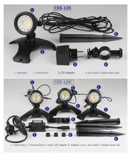 Светильник светодиодный для пруда и сада Pondtech CED 120C, комплект — фото 1