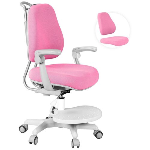 Кресло-трансформер Paeonia grey Cubby с подлокотниками и розовым чехлом