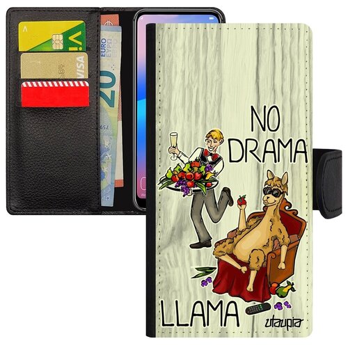 фото Красивый чехол книжка на телефон // galaxy s8 // "no drama lama" лама без напрягов комичный, utaupia, светло-серый