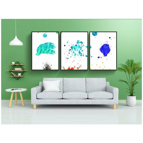 фото Набор модулных постеров для интерьера "мазки, капли, блеск" 60x90 см. в тубусе, без рамки lotsprints