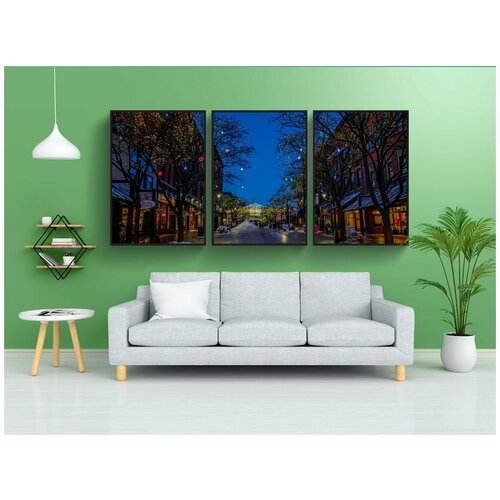 фото Набор модулных постеров для интерьера "церковь, украшение, ночь" 60x90 см. в тубусе, без рамки lotsprints