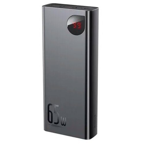 фото Внешний аккумулятор baseus adaman metal digital display quick charge power bank 20000mah 65w - черный (ppimda-d01)