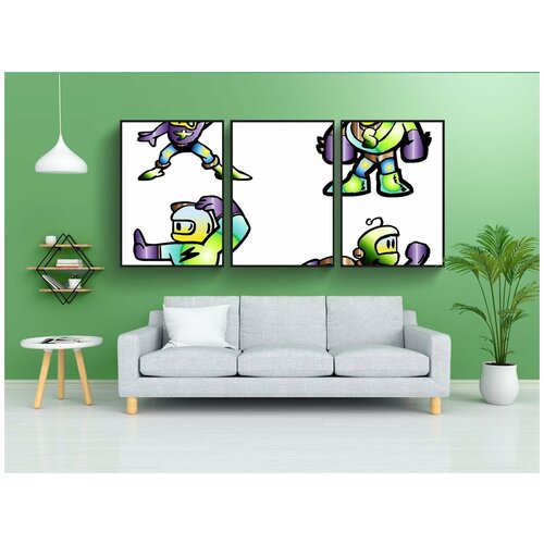 фото Набор модулных постеров для интерьера "мультфильм, воин, рыцарь" 60x90 см. в тубусе, без рамки lotsprints