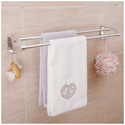 Держатель (подставка) для полотенец, ванной и кухни на липучке, RAMMAX, 58см