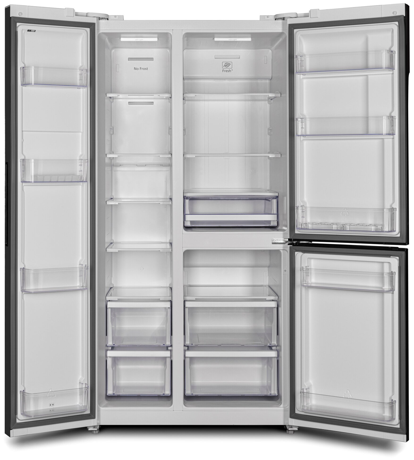 Холодильник HYUNDAI CS6073FV, трехкамерный, белое стекло - фото №3