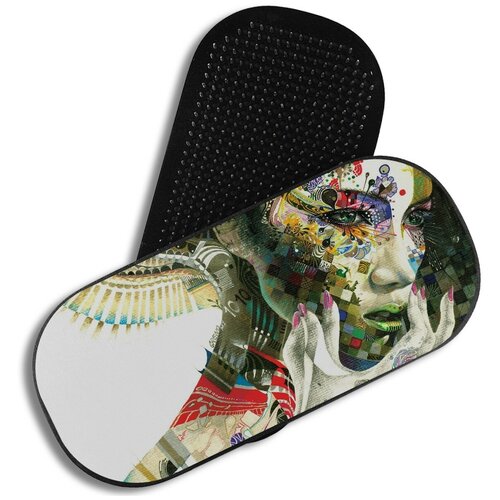 фото Доска с гвоздями садху для йоги с уф печатью / овал / абстракция девушка - 3638 чакра