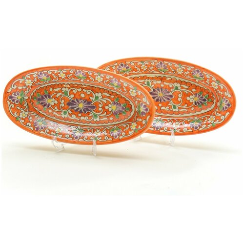 фото Менажница овальная набор 2 шт., ручная роспись (модель мок442) бек и рр