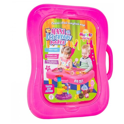 Масса для лепки STRATEG 71308 в чемодане Maxi Ice cream maker, розовый