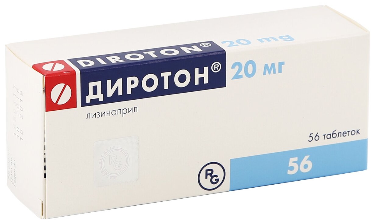 Диротон таб., 20 мг, 56 шт.