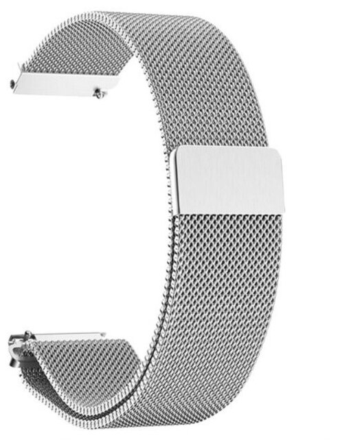 Металлический магнитный ремешок для смарт часов/ smart watch 24 мм. (миланская петля). серебристый