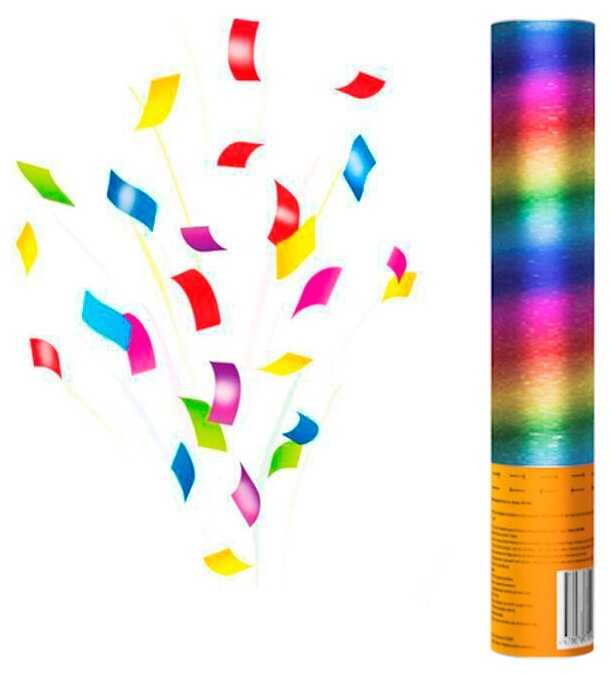 Пневмохлопушка Разноцветный глиттер Блеск двухсторонний бумага/фольга 30 см / 1 шт. / (Китай)