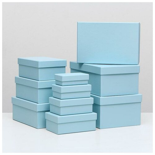 Набор коробок 10 в 1 30,5 х 20 х 13 - 12 х 6,5 х 4 см Голубой