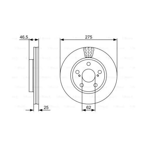 фото Диск тормозной toyota rav 4 05- передний вент.d 275мм., bosch, 0 986 479 428