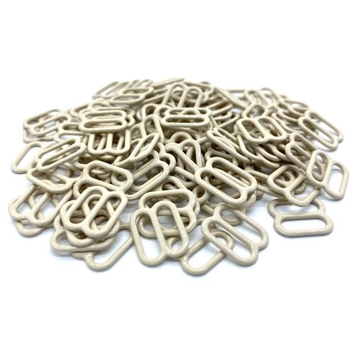 Пряжка регулятор для бюстгальтера фурнитура для белья металл 15мм цв бежевый упак100шт - 5шт 1119₽