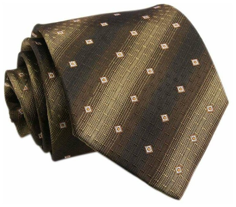 Удлиненный коричневый галстук в квадратик КлабСета 