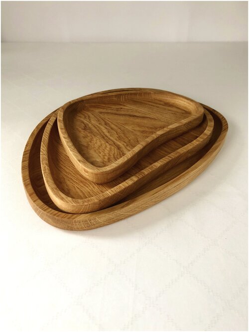Комплект из трех менажниц Галька, набор деревянных блюд, комплект деревянной посуды