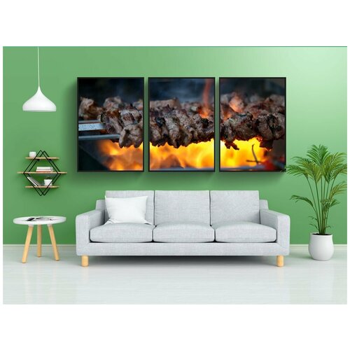 фото Набор модулных постеров для интерьера "барбекю, запылали гриль, k" 60x90 см. в тубусе, без рамки lotsprints