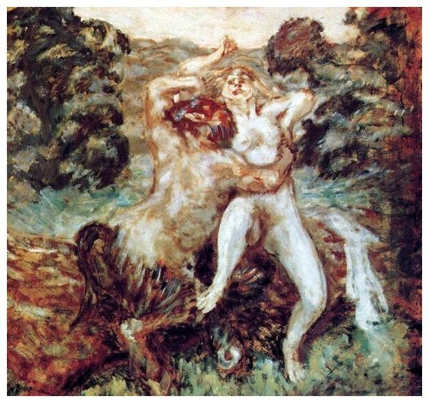 Репродукция на холсте Пан и нимфы (Pan and the nymphs) Боннар Пьер 32см. x 30см.