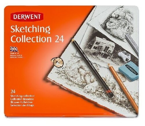 Derwent Набор графических материалов 24 шт. ( в металлической упаковке ) 34306 Sketching Collection