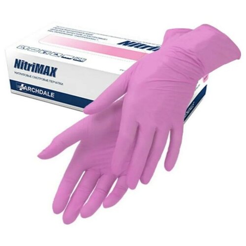 Перчатки нитриловые NitriMax, размер M, 50 пар, розовые