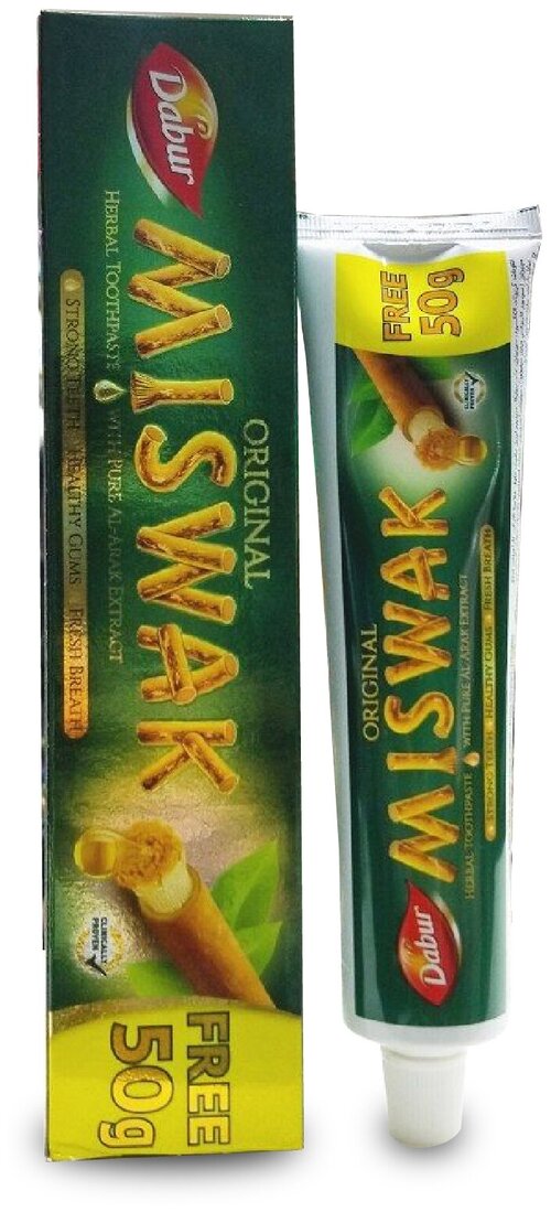 Зубная паста Мисвак Травянная Дабур (Miswak Herbal Dabur) от кариеса и кровоточивости дёсен, освежает дыхание, 170 мл