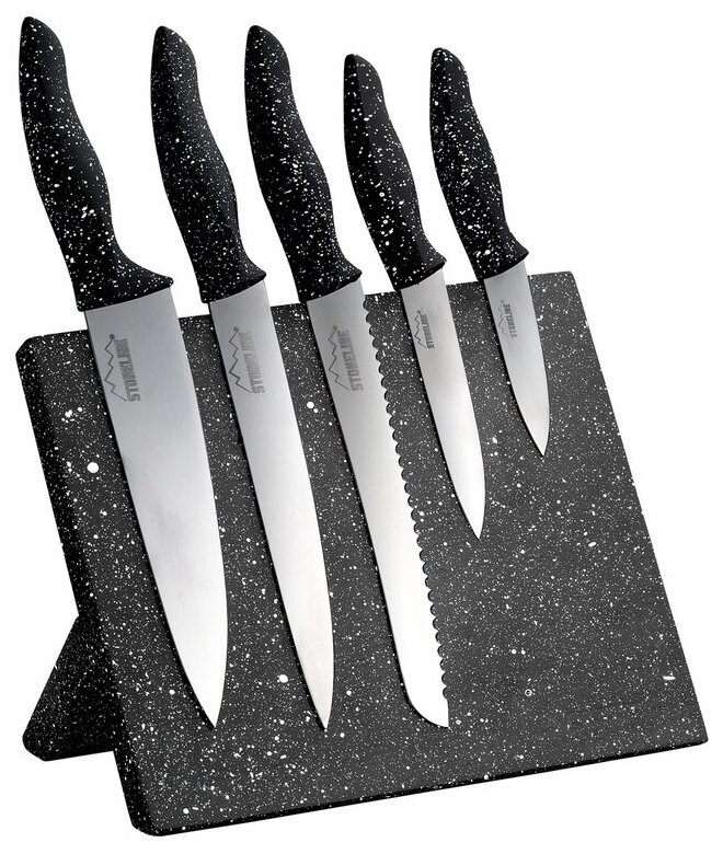 Набор из 5-ти кухонных ножей Stoneline на магнитной подставке