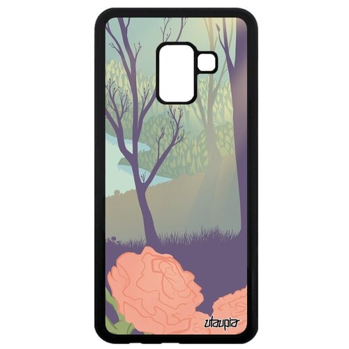 фото Противоударный чехол для мобильного // galaxy a8 2018 // "лесные розы" пейзаж дизайн, utaupia, цветной