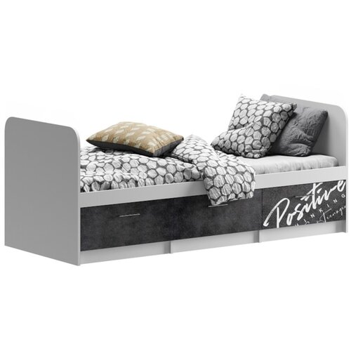 Кровать для ребенка Миф Вега NEWПозитив бетон темный / белый