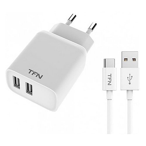 фото Зарядное устройство tfn rapid 2.4a+type-c white tfn-wcrpd12w2u04