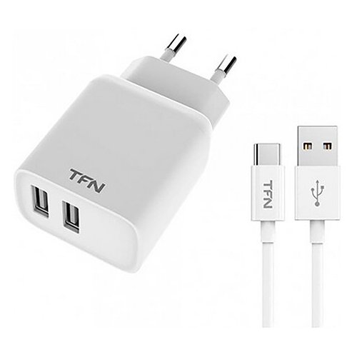 фото Зарядное устройство tfn rapid 2.4a+type-c white tfn-wcrpd12w2u04