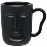 Кружка, 580 мл, керамика, черная, Лицо, Face - изображение