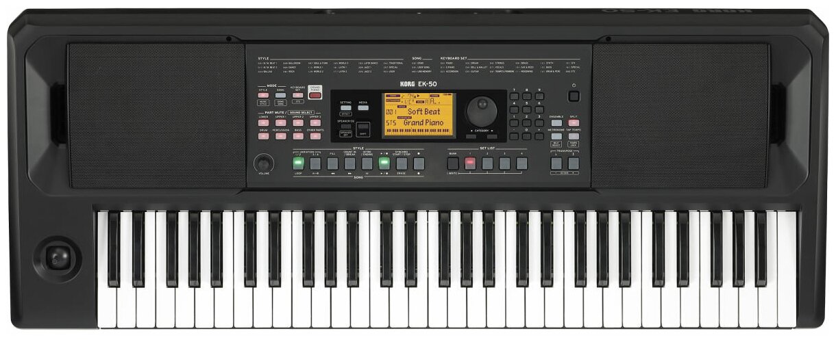 KORG EK-50 синтезатор с автоаккомпаниментом 61 клавиша, полифония 64 голоса, подставка для нот