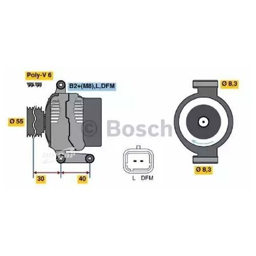 BOSCH 0986041850 0 986 041 850_генератор 98A\ Renault Logan/Clio/Megane/Kangoo 1.4/1.6 98-09