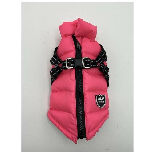 Куртка для собак со шлейкой, размер 10 (ДС 25 см, ОГ 34 см, ОШ 24 см), розовая