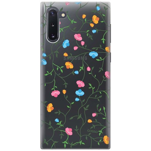 Ультратонкий силиконовый чехол-накладка Transparent для Samsung Galaxy Note 10 с 3D принтом Сurly Flowers ультратонкий силиконовый чехол накладка transparent для samsung galaxy a41 с 3d принтом сurly flowers