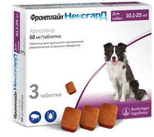 Фото Фронтлайн НексгарД (L) жевательные таблетки от клещей и блох для собак от 10,1 до 25 кг