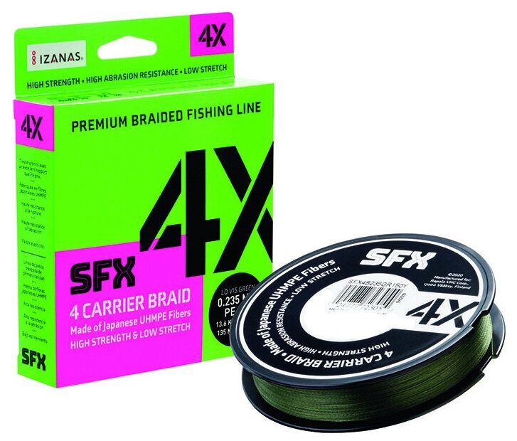 Шнур плетеный Sufix SFX 4X #0.6 (135 м 0.128 мм зеленый 5.5 кг)