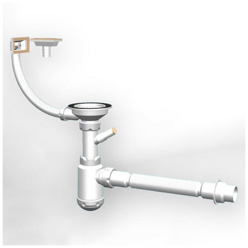 Сифон 3 12 с прямоугольным переливом отводом для стиральной машины и гибкой трубой 40-50 1701₽