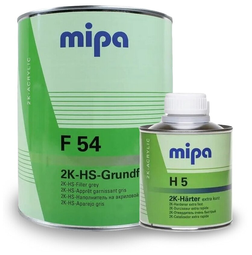 Грунт выравниватель MIPA 2К HS F54 1л + отвердитель H5 0.25л комплект (Серый)