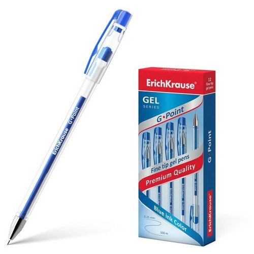 Ручка гелевая ErichKrause G-Point, чернила синие, узел 0.38 мм, длина линии письма 500 метров